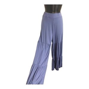 Blue cotton knit tiered boho bohemian flowy gypsy pants size small new